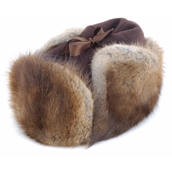 Muskrat Mountie Style Fur Hat