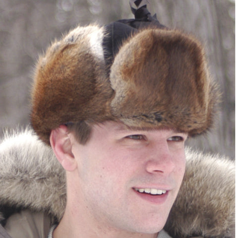 Muskrat Mountie Style Fur Hat