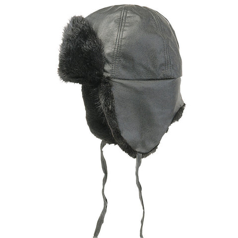 Dyed Black Muskrat Leather/Fur Aviator